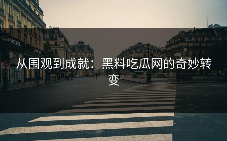 从围观到成就：黑料吃瓜网的奇妙转变