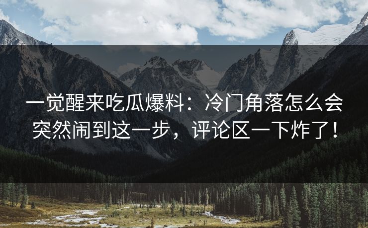 一觉醒来吃瓜爆料：冷门角落怎么会突然闹到这一步，评论区一下炸了！