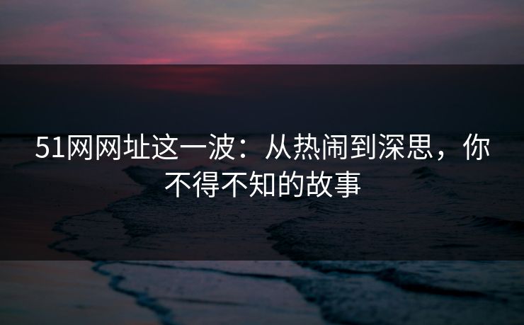 51网网址这一波：从热闹到深思，你不得不知的故事