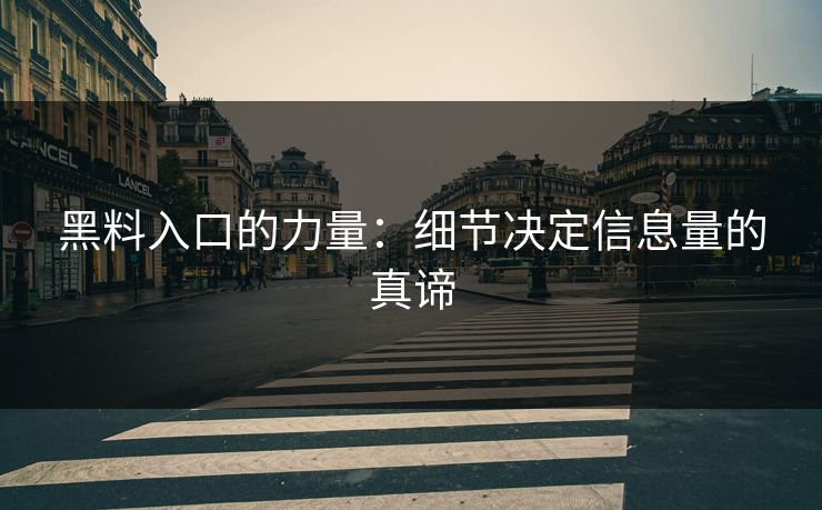 黑料入口的力量：细节决定信息量的真谛