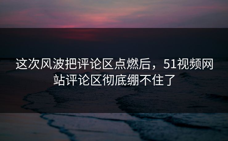 这次风波把评论区点燃后，51视频网站评论区彻底绷不住了